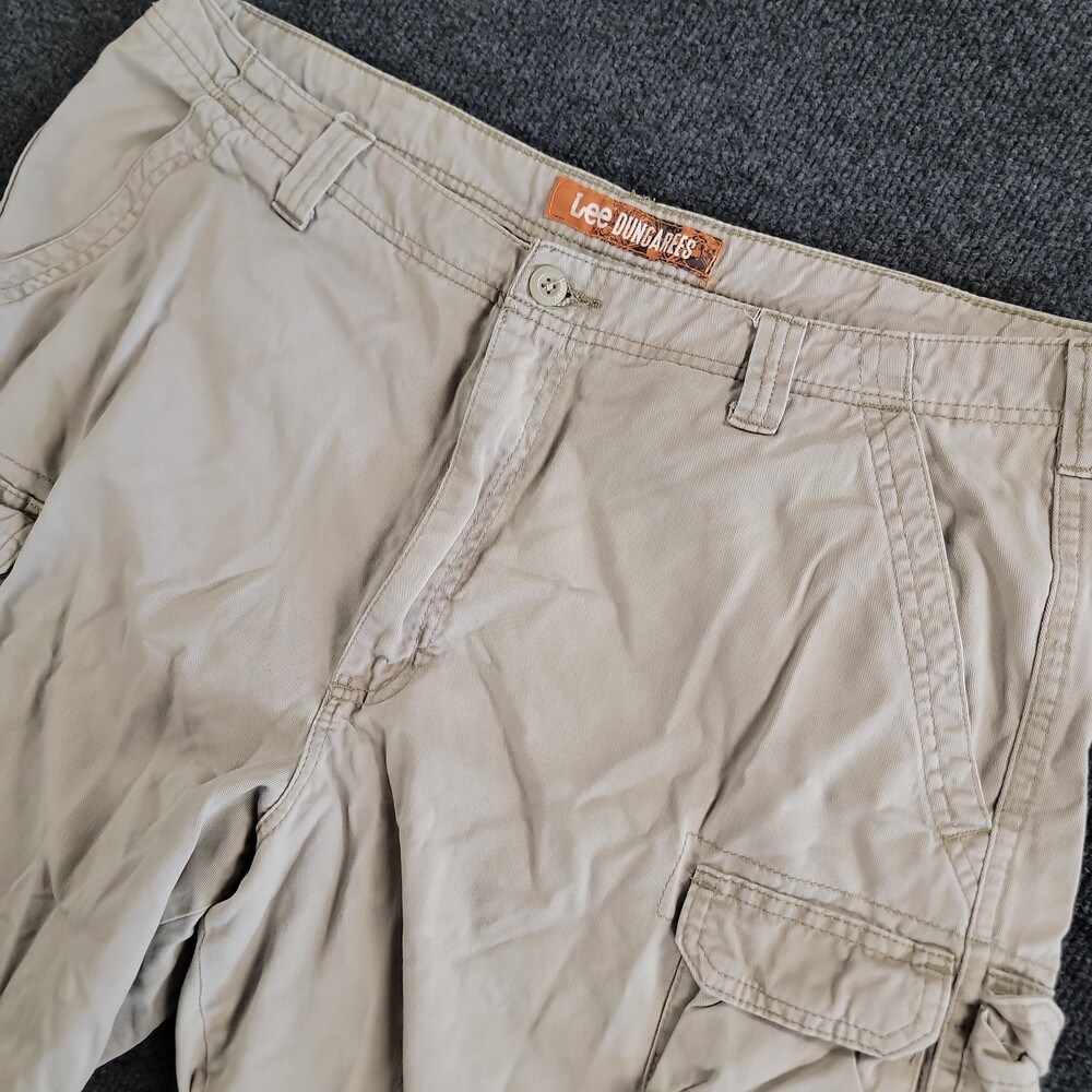 Lee Dungarees Cargo Shorts Mens 36 Tan Khaki 100% Cotton Multi Pocket Casual